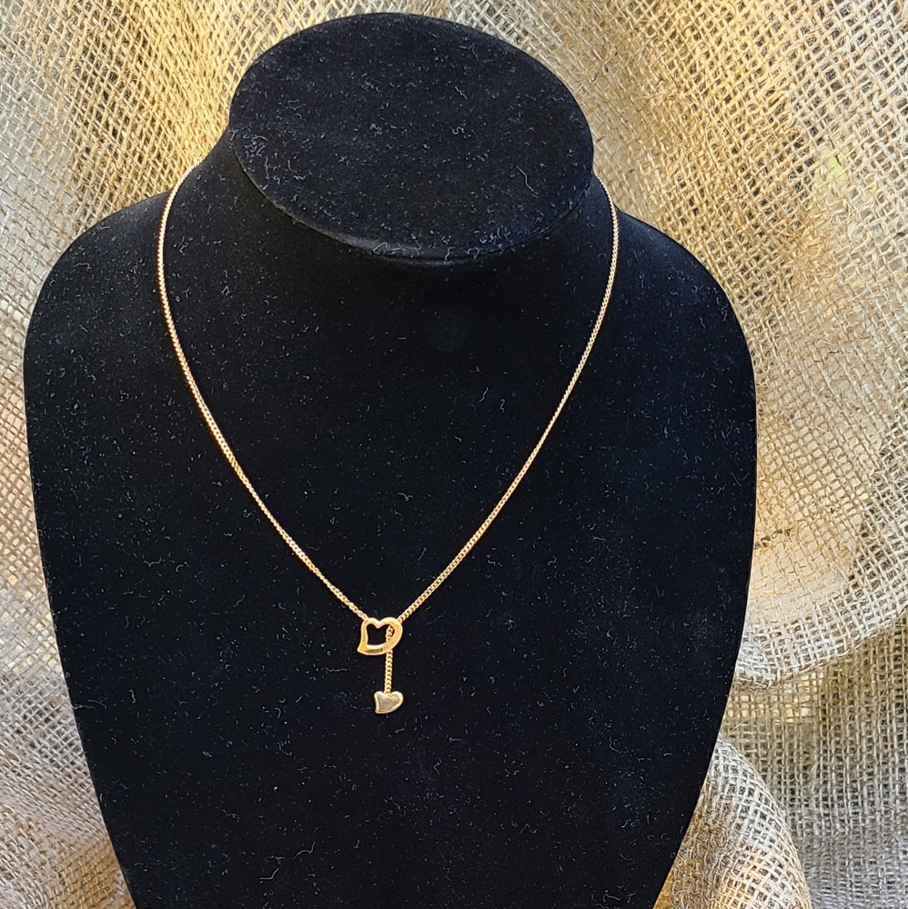 Vintage Avon Gold Open Heart Lariat Necklace - Picture 3 of 4